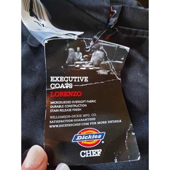 Dickies Executive Chef Coat Lorenzo Jacket Long Sleeve, XL NWT Black - Picture 4 of 8